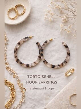 Tortoiseshell Acrylic Hoop Earrings Statement Hoops